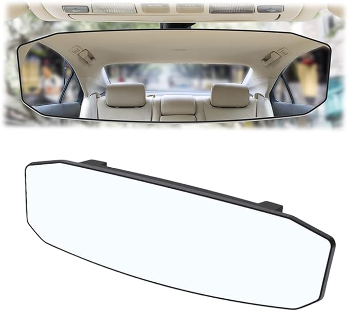 Espejo retrovisor para automóvil de 12 pulgadas, espejo retrovisor panorámico convexo interior del automóvil, espejo retrovisor curvo de gran ángulo HD con clip, reduce el punto ciego de manera
