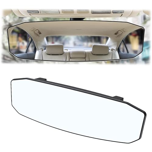 Car Rear View Mirror, 12 Inch Car Interior Panoramic Convex Rearview Mirror, Clip-On HD Wide Angle Extended Curved Mirror, Reduce Blind Spot Effectively, Universal Car Accessories (Irregular White)