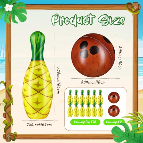Harrycle 12 Pcs Pineapple Bowling Set, 10 Foam Pins and 2 Balls for Summer Hawaii Luna Party Wedding Ideas for Indoor Outdoor Activities Carnival Field Day Yard Lawn Games - Thumbnail 2