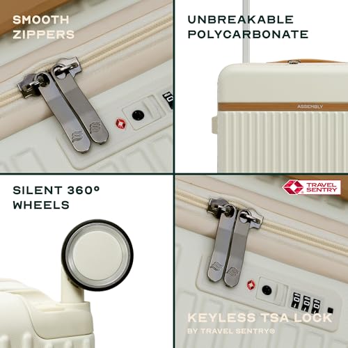 Image of Assembly Large Check-in Suitcase with Ultra Wide Trolley Design & TSA Lock, Durable Polycarbonate Hard Shell Luggage for Adventure Travel, White, 28-Inch