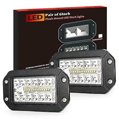 Flush Mount LED Light Pods, BUNKER INDUST 2Pcs 6 Inch Spot Flood Combo Beam 6000 LM Triple Row Driving Off Road Light Bar Waterproof Led Work Light for Golf Cart Trucks Tractor SUV 4x4 ATV UTV