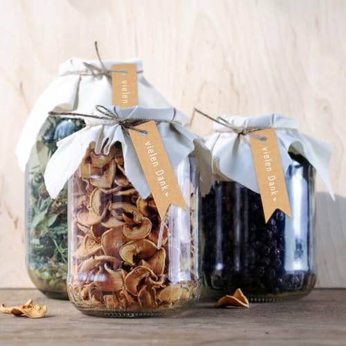 jijAcraft Vielen Dank Geschenkanhänger Kraftpapier: 7x2cm Papier Anhänger mit Herz 100 Stück Dank Kraftpapier Etiketten mit Juteschnur für Hochzeit, Geburtstag, Weihnachten, DIY