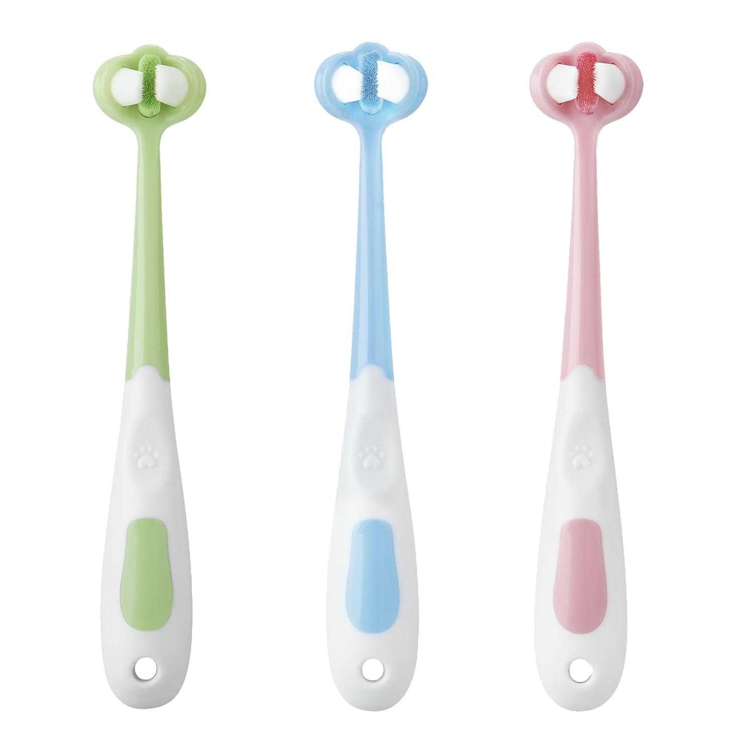 PandaEar Escova de Dente para Bebê 3 Pack: Escova de Treinamento Três Lados para Idades de 1 a 4 Anos, Escova de Treinamento para Bebês com Cabo Antiderrapante