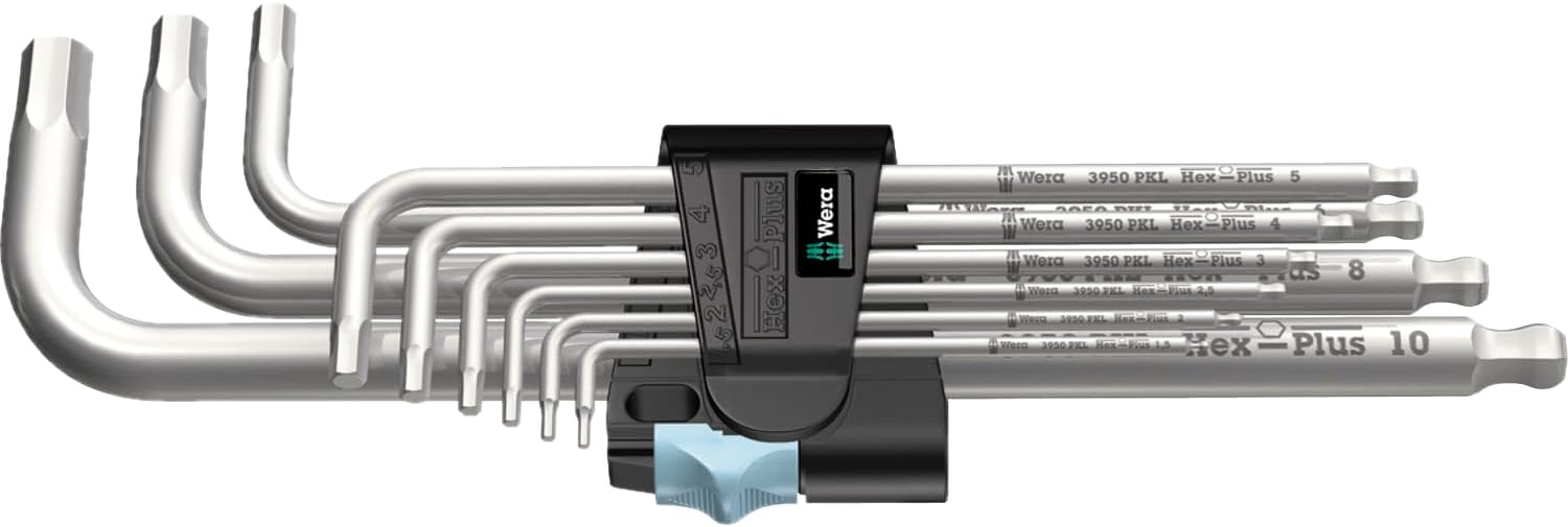 Wera Tools 05022720001-3950/9 Hex-Plus Stainless 1 L-key Set, Metric, 9pcs