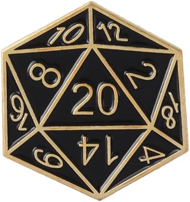 DungeonTech D20 Enamel Pin Black/Gold