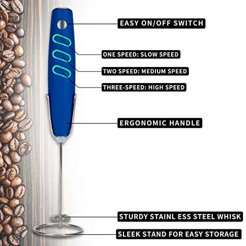 Zixu Milk Frothers,3 Mode Electric Milk Frothers Handheld,Foam Beater Milk Frother,Battery Operated Mini Smoothie Blender For Coffee Whipping Cappuccino Latte Milk Matcha Hot Chocolate (Blue) #TOP3