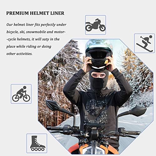 ROCKBROS Windproof Balaclava Breathable Face Cover Winter Thermal Fleece Neck Warmer Headcover Outdoor Sports Cycling Skiing Hats Fit Helmet Elastic Headwear 54-62CM