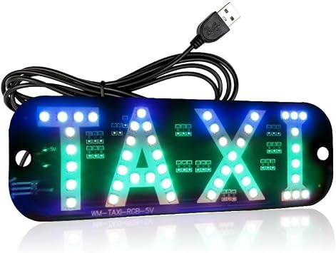 1set RGB LED Sign Decor,Colorful Taxi Flashing Hook on Car Window with USB Inverter Taxi Light RGB