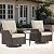 MELLCOM Patio Furniture Set, 3 Pieces Wicker Swivel Glider Chairs with Side Table and Thick Cushions, All Weather Rattan Bistro Set for for Porch, Garden, Backyard and Patio