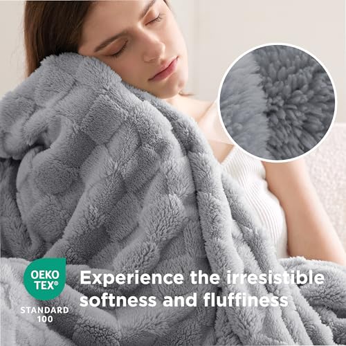 Bedsure GentleSoft King Size Blanket for Bed - Super Soft Cozy Blankets for Women Men Girls, Large Fuzzy Fleece Throw for Bedroom Decor, Silver Grey,108x90 Inches