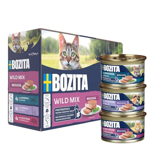 Bozita Mousse Cibo Umido per Gatti, Mix Selvatico 12 x 85g