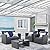 Wisteria Lane 4 Piece Outdoor Patio Furniture Sets, Wicker Conversation Set for Porch Deck, Grey Rattan Sofa Chair with Cushion ?Blue