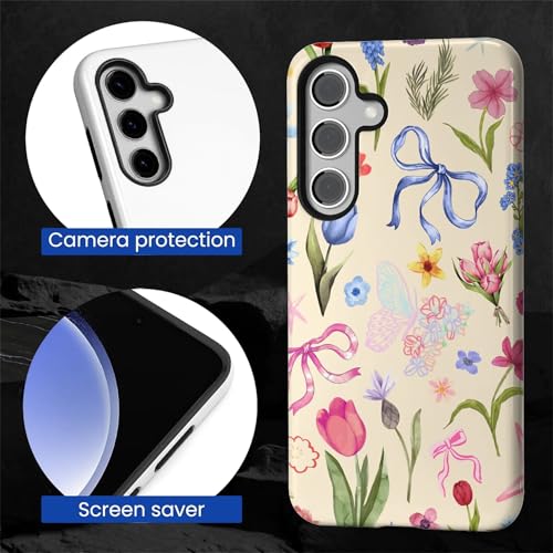 Coque Samsung S24 FE rigide double couche fleur preppy collage - 4