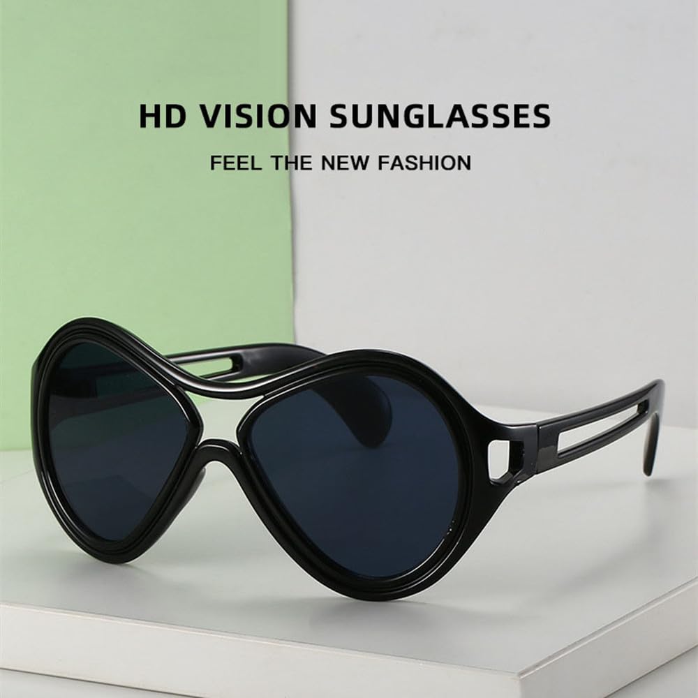 Gafas de sol ovaladas grandes para hombre y mujer, estilo punk, para exteriores, modernas, para conducir, andar en bicicleta, con protección solar y protección UV400