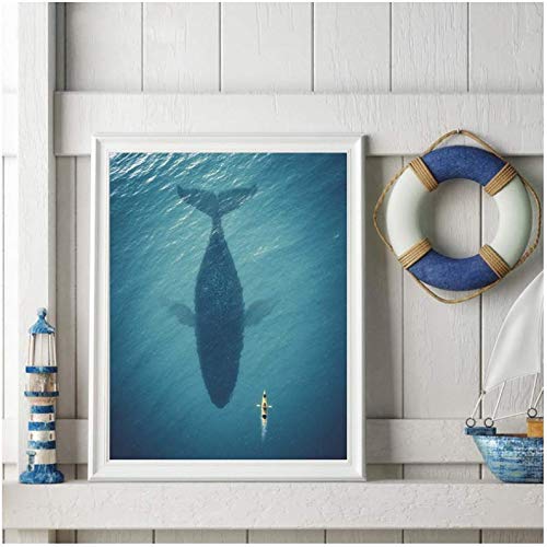 Impression toile surf requin 50x70cm sans cadre haute définition pour art mural de salon