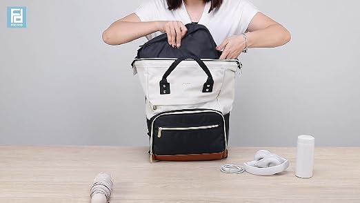 Women's Anti-Theft Laptop Backpack - Fits 17 Inch Laptop, USB Charging Port, Waterproof, Beige-Black-Brown - View #4
