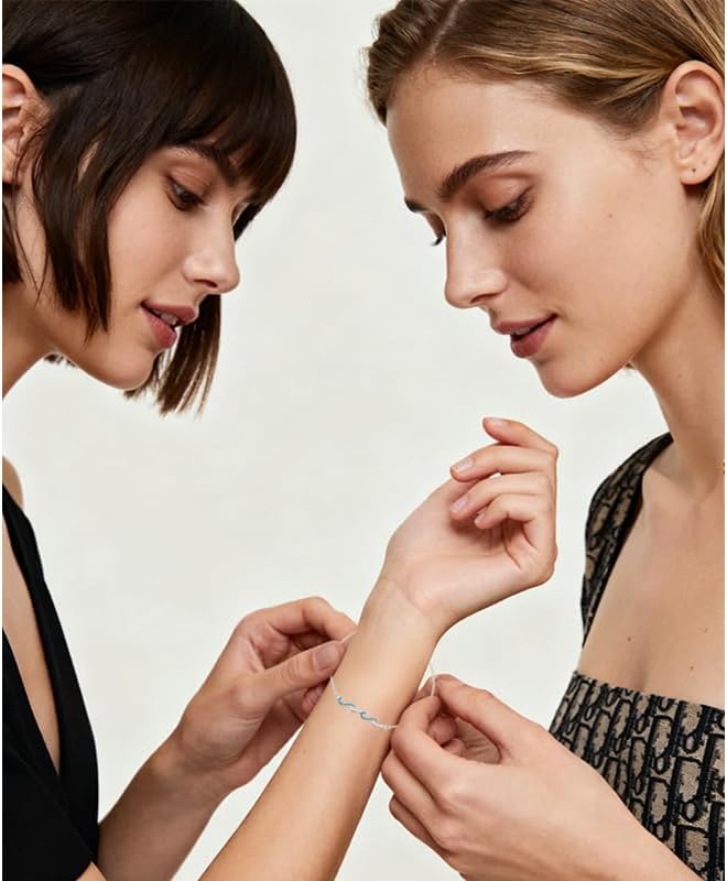 Birthday Gifts for Sister,Unique Valentine's Day Gifts for Her, S925 Sterling Silver Wave Bracelets for Sister,Mom,Wife,Daughter Jewelry from Mom,Jewelry Gifts for Mother's Day,Anniversary,Chrismas - Image 2