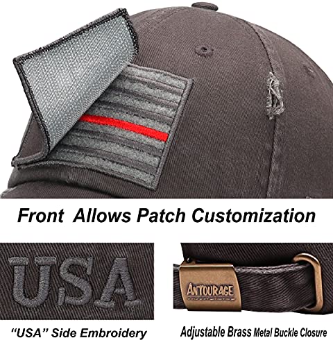 Image of Antourage American Flag Unisex Baseball Hat for Men and Women | USA Flag Mesh Snapback Flat Visor Cap + 2 Patriotic Patches