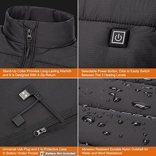 Heated Vest for Men/Women,Electric Heating Jacket Warming Waistcoat Fit Vest For Outdoor Hiking Hunting-No Battery3