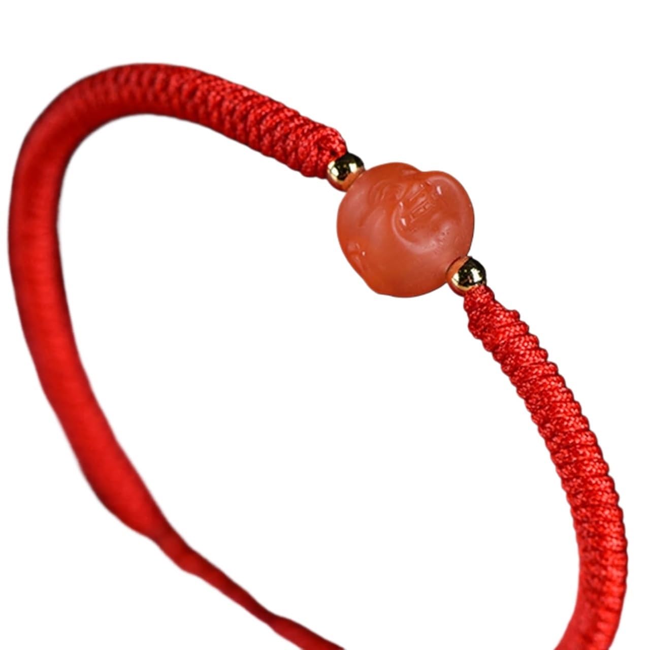 Rosary bracelet, Red Agate Bracelet Laughing Buddha Cord Adjustable(Buddha)