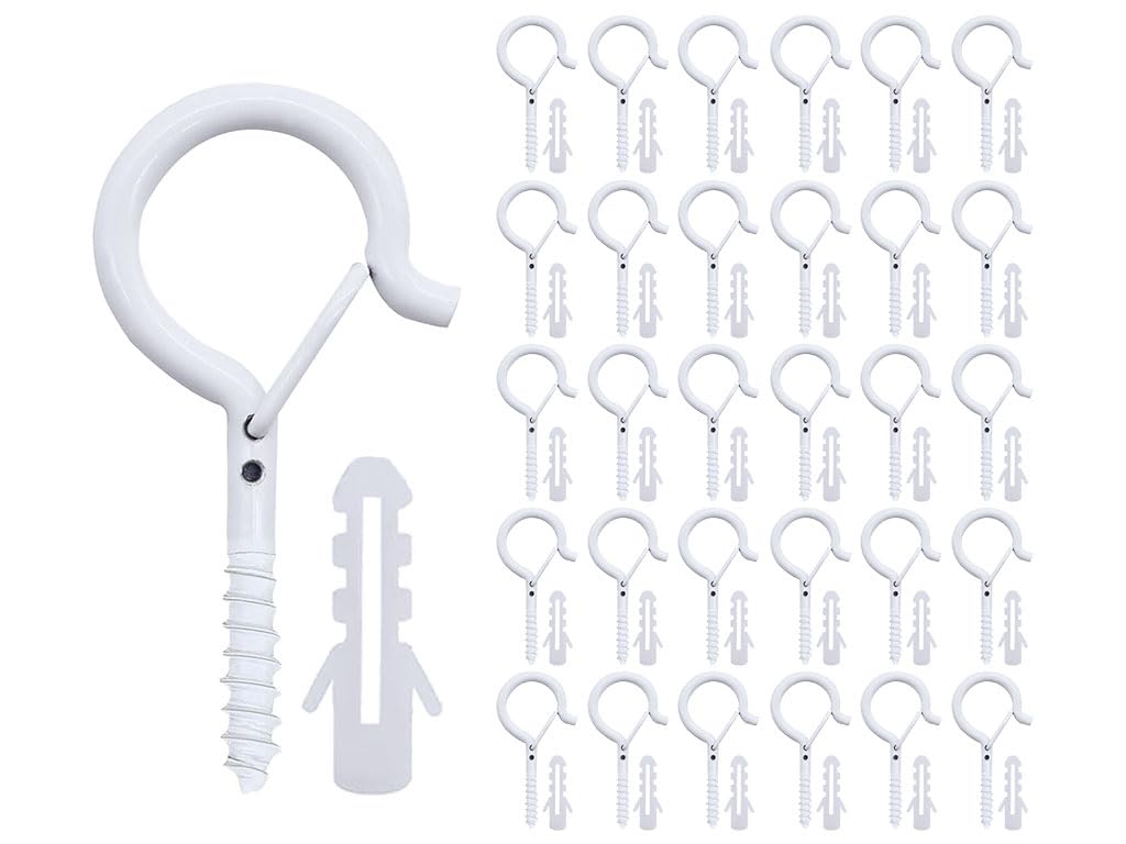 24 Ganci A Vite Da Soffitto A Forma Di Q - Portata 18 Kg - Metallici Antiruggine Per Luci E Piante - Interno/Esterno