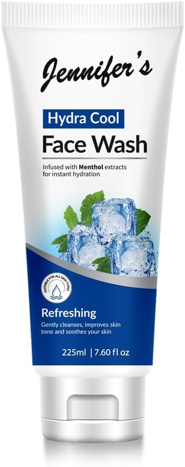 – Face Wash Hydra Cool 225 ML - Menthol Extracts, Instant Hydration, Gentle Cleanser, Refreshing, Soothes and Improves Skin Tone, Suitable for All Skin Types