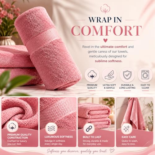 Image of Sulfar 100% Terry Ring Spun Cotton Face Towel - Quick-Dry, Highly Absorbent (480 GSM) (30 x 30 Cm) Basic Pink (Pack of 1)