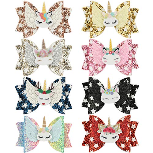8 Pcs Unicorn Butterfly Hair Clips Alligator Glitter Barrette Hair Clips For Little Girls (as pic)