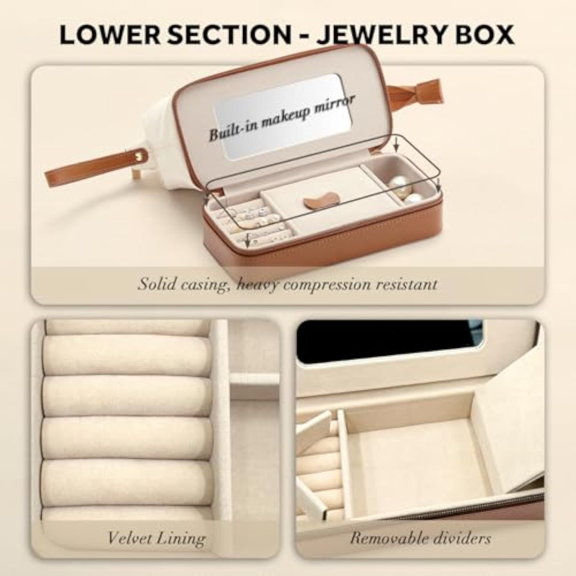 2-In-1 Jewelry Box and Makeup Bag with Mirror