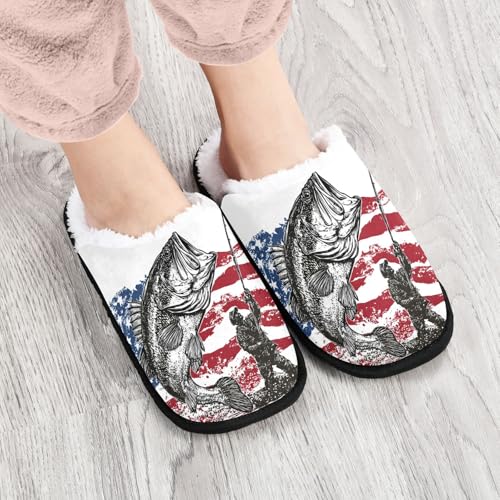 Painted Ocean Red Bass Fish Slippers For Women Men Soft Memory Foam Non-Slip Animal Winter Indoor House Shoes Travel Slipper4