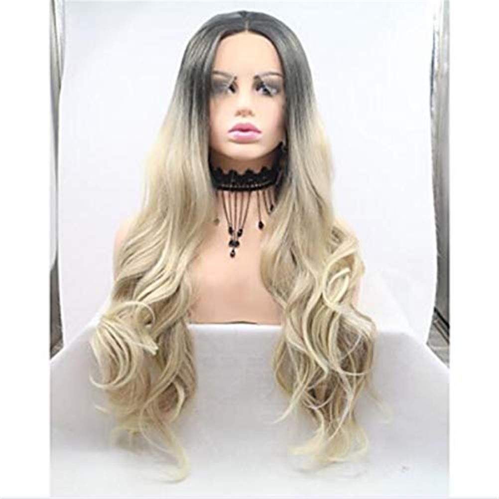 Perruque lace front synthétique anti-frisottis coupe ondulée 26 pouces pour femme