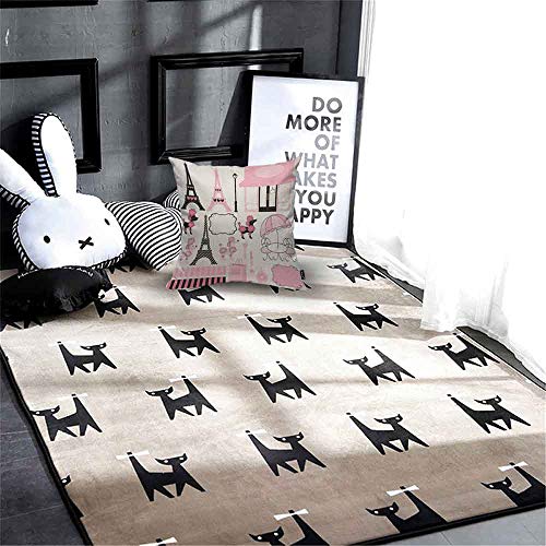 Hosnye Pink Eiffel Tower Throw Pillow Cushion Cover Girly Heart Travel Paris And Pink Poodle Pillow Case Decorative Square Accent Pillow Case 20X20 Inch #TOP3