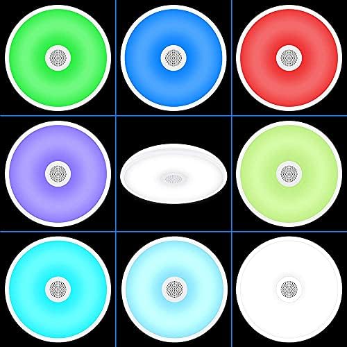 Horevo Bathroom Ceiling Light with Bluetooth Speaker and Remote Control Waterproof IP65, RGB Colour Change, 18W Daylight Flush Mount Ceiling Lamp for Bathroom, Kitchen, Bedroom