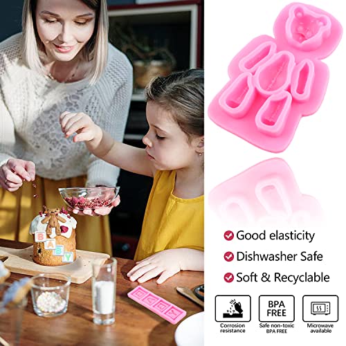 Zixiang Bear Silicone Molds Baby Letter Fondant Mold Moon Bear Chocolate Molds For Cake Decorating Cupcake Topper Gum Paste Polymer Clay Set Of 4 #TOP2