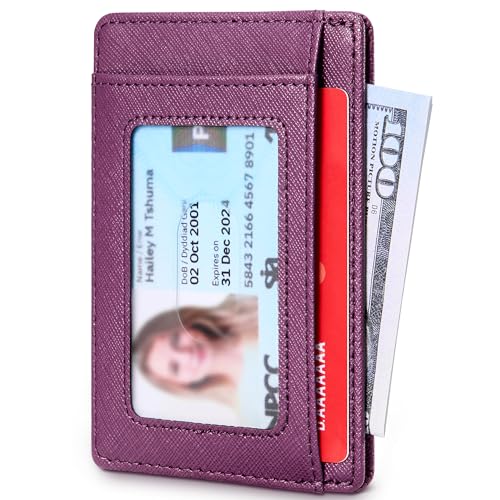 Image of Travelambo Slim Wallet Front Pocket Minimalist Leather RFID Blocking Medium Size