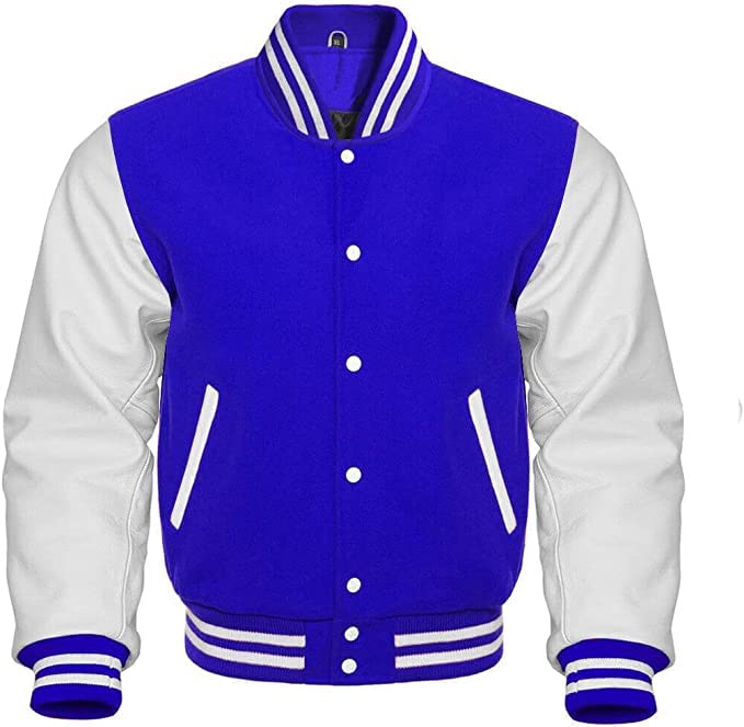 Varsity Jacket Letterman Baseball Jacket Wool body and Cowhide Leather Sleeves 17 Color Options