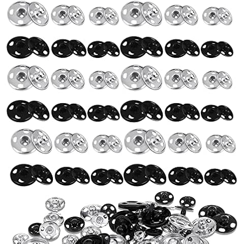 60 Sets Sew-On Snap Fasteners Sewing Press Studs Buttons Metal Snaps Fastener for Clothes DIY Craft Coats Leather Purse Handbag Cover