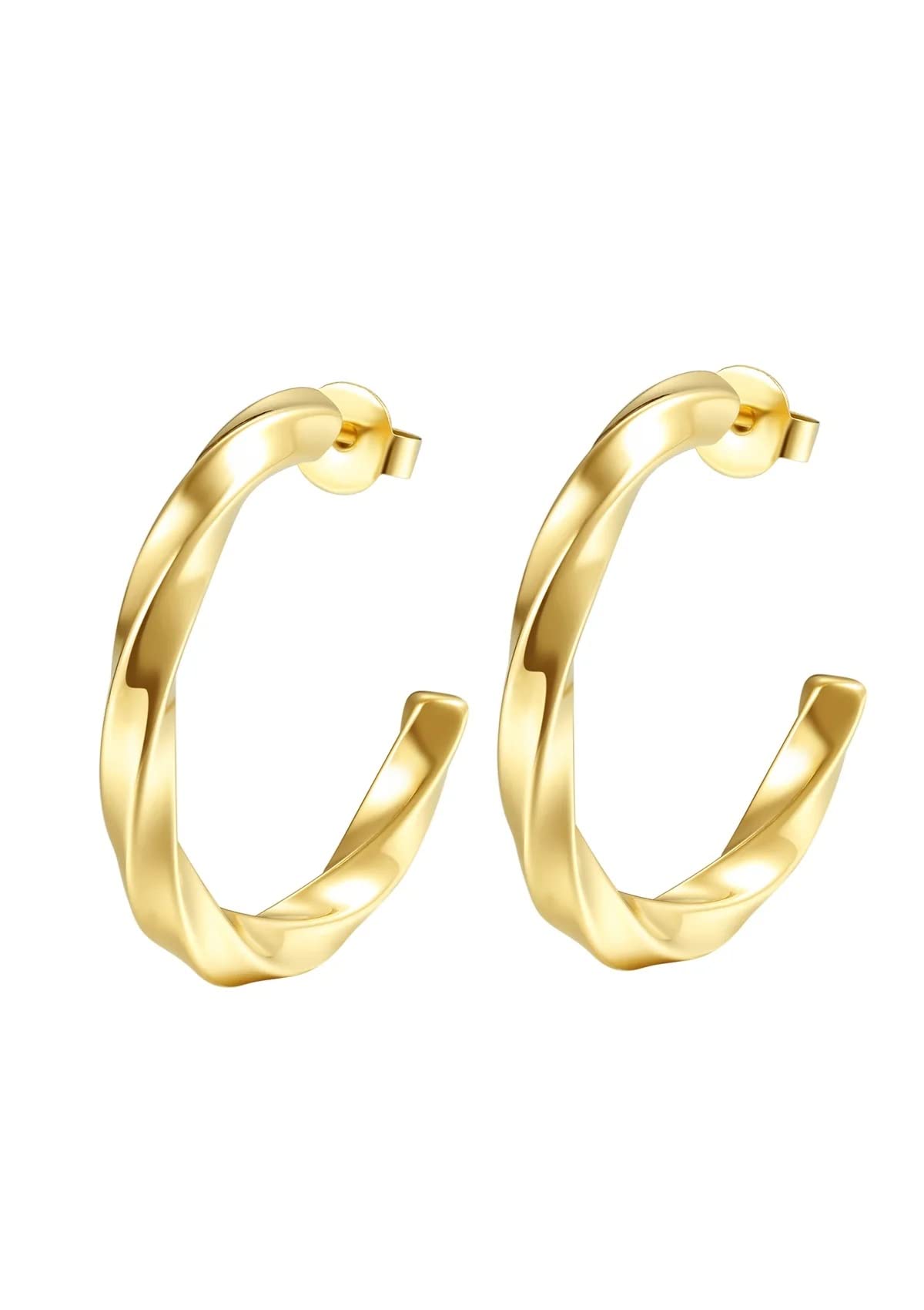 Orecchini A Cerchio Intrecciati Dorati In Acciaio Inox | Placcati Oro 18K, Ipoallergenici, Resistenti All'ossidazione | Gioielli Donna Happiness Boutique - 4