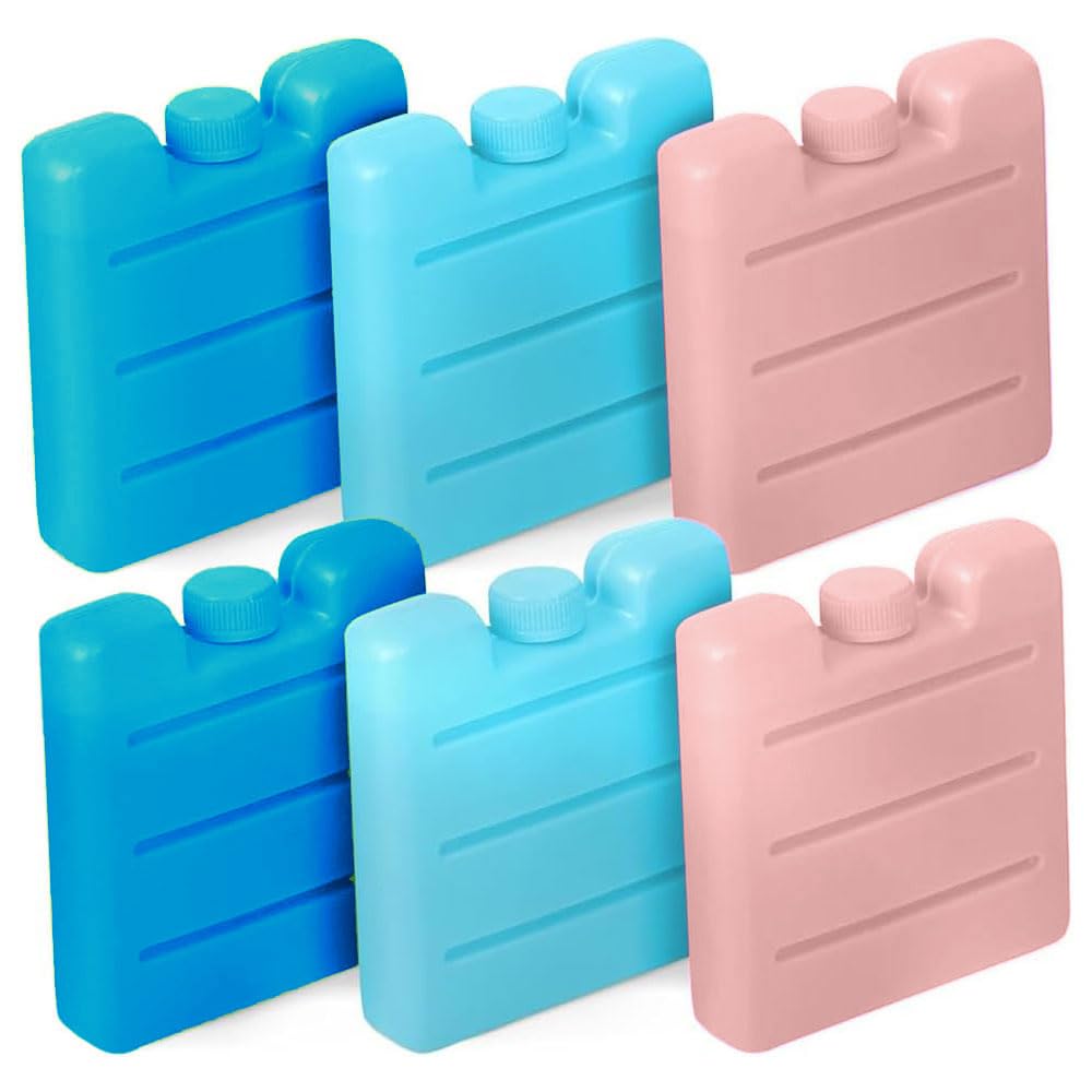 Reusable Ice Packs - Freezer Blocks 8cm mini Cooler Bags Assorted Colors RCoolest for Hours Powerful Chillers Lunch Box Travel Picnic and Outdoor Activities Ice Brick Picnic- 6pk