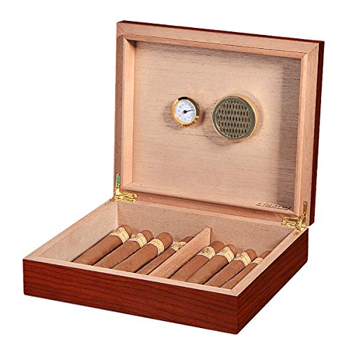 Volenx Cigar Humidor Case, Humidor Cigar Box with Hygrometer and Humidifier, Cedar Lined Cigar Case Hold 25 Cigars