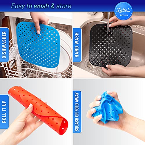 Lotteli Kitchen Reusable Silicone Air Fryer Liners 3 Pack With Air Fryer Magnetic Cheat Sheet, Easy Clean Air Fryer Accessories, Non Stick, Airfryer Accessory Parchment Paper Replacement - 8.5" Square #TOP3