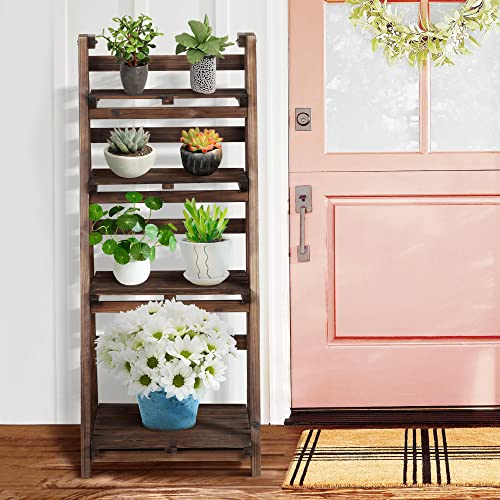 Yaheetech YT-00036736 Foldable Ladder Shelf Wooden Plant Stand Indoor Outdoor Shelves No Assembly Flower Display Multi-Functional Shelves Outdoor Storage Shelf thumb #7