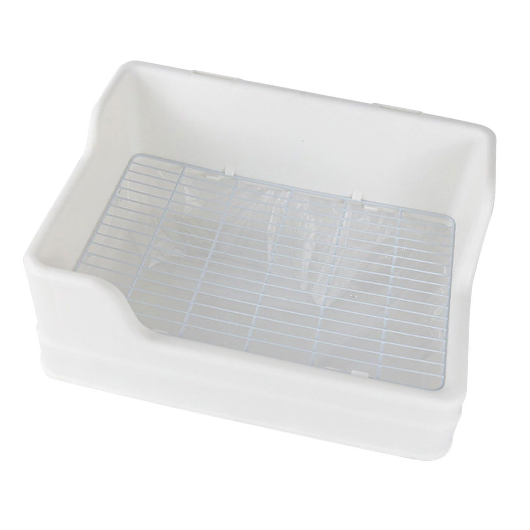 TEHAUX Lettiera per Conigli in Plastica Bianca, Design Separato Superiore e Inferiore, Facile da Pulire Griglia Adatta per Animali Domestici e Coniglietti