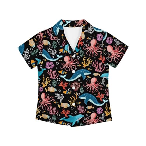 PinUp Angel Cute Comfortable Hawaiian Shirt for Kids Summer Button Down Beach Vacation Shirts