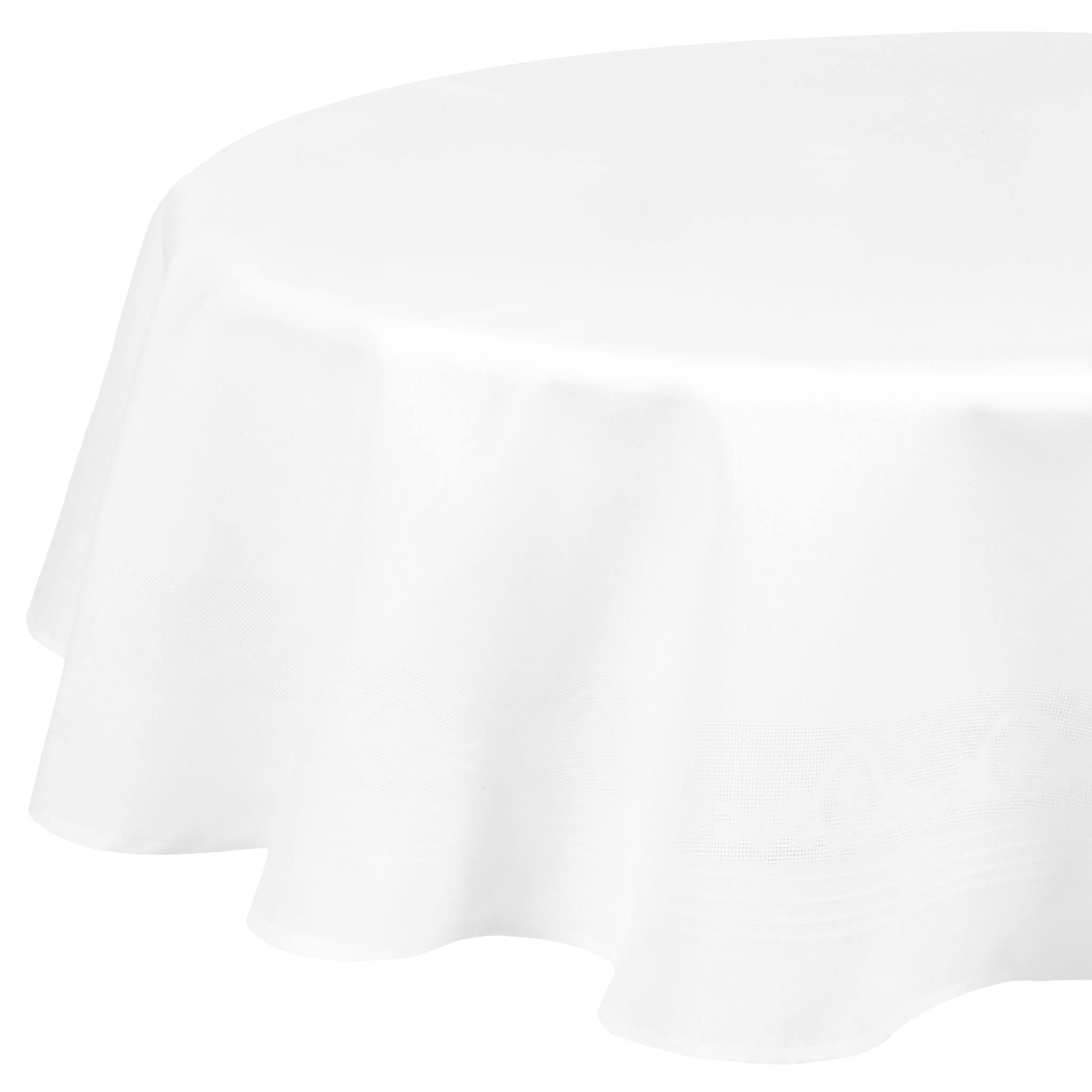 Nappe ronde blanche et grise Mellie D 180 cm pour table