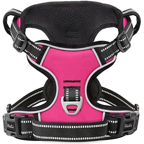 HEELE Dog Harness Dog Harness Large Dog No Pull Dog Harness for Large Dog with Soft Handle Reflective Breathable Mesh, Rose, XL Cover
