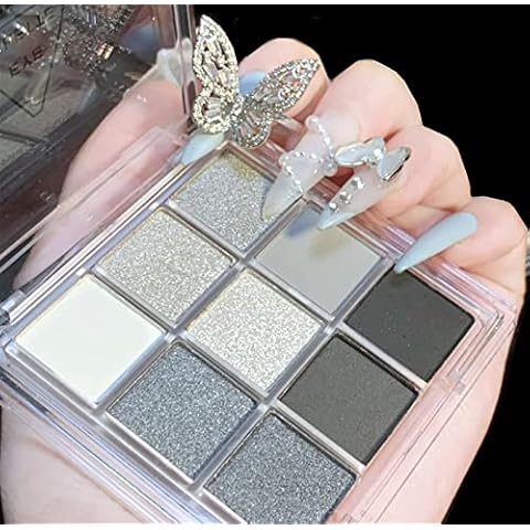 9 Colors Black Gray Smokey Eyeshadow Palette,Matte Pearlescent Glitter Eyeshadow Makeup,Longlasting Waterproof Cool Smoky Eye Shadow for Women&Girls Cover