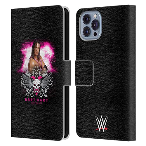 Étui portefeuille WWE Bret Hart en cuir pour iPhone 14 avec fentes cartes