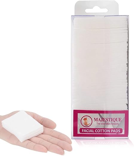 Majestique 250 Count Premium Suqare Facial Cotton Pads for Face Cleansing, 100% Natural Perfect for Removing Dead Skin, Di...