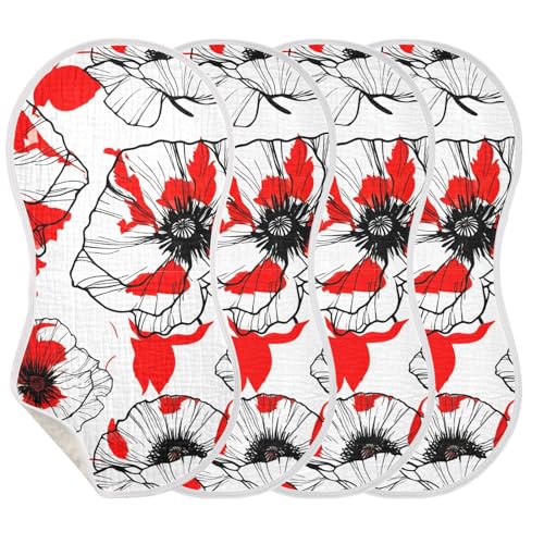 Morden Floral Poppy Sketch Burp Cloths for Babies Burp Rag Cotton Spit Up Rag for Babies Girls Infants3
